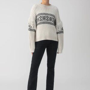 Artisan Fringe Sweater Chalk And Black - Size S
